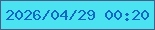 文字の大きさ：1、枠の色：485f85、背景の色：4be2f2、文字の色：1369bf 無料ブログパーツのブログ時計
