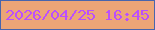 文字の大きさ：4、枠の色：4865ad、背景の色：eca577、文字の色：bb4ffd 無料ブログパーツのブログ時計