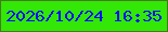 文字の大きさ：2、枠の色：48781f、背景の色：33e706、文字の色：020ffc 無料ブログパーツのブログ時計