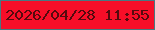 文字の大きさ：4、枠の色：487881、背景の色：f70e28、文字の色：550a0e 無料ブログパーツのブログ時計