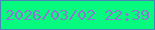 文字の大きさ：2、枠の色：4885b5、背景の色：06fb7e、文字の色：9074d2 無料ブログパーツのブログ時計