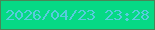 文字の大きさ：5、枠の色：488657、背景の色：06d985、文字の色：58cbdd 無料ブログパーツのブログ時計