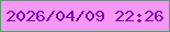 文字の大きさ：5、枠の色：48a566、背景の色：f997f6、文字の色：740abf 無料ブログパーツのブログ時計