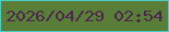 文字の大きさ：5、枠の色：48cec3、背景の色：587e37、文字の色：4e254e 無料ブログパーツのブログ時計