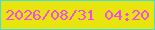 文字の大きさ：1、枠の色：48dbda、背景の色：e8e40e、文字の色：f44be5 無料ブログパーツのブログ時計