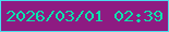 文字の大きさ：3、枠の色：48deee、背景の色：8e1b82、文字の色：08e4ae 無料ブログパーツのブログ時計