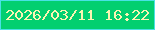 文字の大きさ：2、枠の色：48e1e4、背景の色：02cf70、文字の色：faf5b2 無料ブログパーツのブログ時計