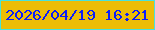 文字の大きさ：1、枠の色：48e2dc、背景の色：ecbd06、文字の色：0b1ef8 無料ブログパーツのブログ時計