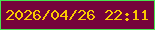 文字の大きさ：4、枠の色：48e351、背景の色：75033b、文字の色：fbc900 無料ブログパーツのブログ時計