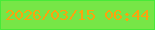 文字の大きさ：2、枠の色：48ea38、背景の色：77e647、文字の色：fca20e 無料ブログパーツのブログ時計