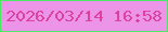 文字の大きさ：5、枠の色：48ea63、背景の色：ec95e8、文字の色：db419d 無料ブログパーツのブログ時計