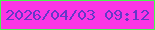 文字の大きさ：4、枠の色：48f74e、背景の色：fb36e4、文字の色：6538c8 無料ブログパーツのブログ時計