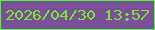 文字の大きさ：3、枠の色：48f936、背景の色：7c5098、文字の色：75e72f 無料ブログパーツのブログ時計
