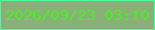 文字の大きさ：2、枠の色：48fba4、背景の色：89b078、文字の色：4af122 無料ブログパーツのブログ時計