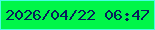 文字の大きさ：4、枠の色：48fde4、背景の色：00f649、文字の色：061e5b 無料ブログパーツのブログ時計
