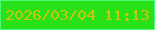 文字の大きさ：5、枠の色：48ff77、背景の色：29e119、文字の色：ccc50e 無料ブログパーツのブログ時計