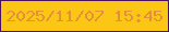 文字の大きさ：4、枠の色：49115f、背景の色：fcc615、文字の色：e39138 無料ブログパーツのブログ時計
