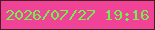 文字の大きさ：2、枠の色：491e22、背景の色：f04398、文字の色：72f04d 無料ブログパーツのブログ時計