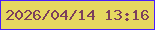 文字の大きさ：2、枠の色：491efd、背景の色：e6d860、文字の色：7c3f5c 無料ブログパーツのブログ時計