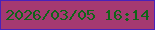 文字の大きさ：2、枠の色：4921ba、背景の色：a53971、文字の色：106418 無料ブログパーツのブログ時計