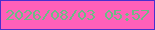 文字の大きさ：3、枠の色：492fce、背景の色：ff60b9、文字の色：6dbb85 無料ブログパーツのブログ時計