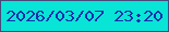 文字の大きさ：2、枠の色：494979、背景の色：08e5d7、文字の色：162dac 無料ブログパーツのブログ時計