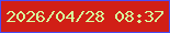 文字の大きさ：4、枠の色：494df4、背景の色：d11f16、文字の色：d6fe9c 無料ブログパーツのブログ時計