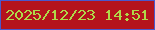 文字の大きさ：4、枠の色：4958cd、背景の色：b4131d、文字の色：afd949 無料ブログパーツのブログ時計