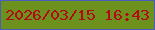 文字の大きさ：5、枠の色：495dbf、背景の色：6d911d、文字の色：b20914 無料ブログパーツのブログ時計