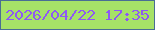 文字の大きさ：5、枠の色：496e94、背景の色：a6e267、文字の色：8e58f4 無料ブログパーツのブログ時計