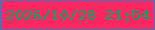文字の大きさ：1、枠の色：4972b8、背景の色：ff2761、文字の色：01a85e 無料ブログパーツのブログ時計