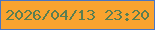 文字の大きさ：1、枠の色：4975c4、背景の色：f9a32f、文字の色：597e51 無料ブログパーツのブログ時計