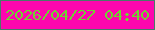 文字の大きさ：4、枠の色：497969、背景の色：fd06ae、文字の色：6ed431 無料ブログパーツのブログ時計