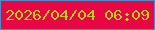 文字の大きさ：5、枠の色：498bcb、背景の色：e80744、文字の色：b8d019 無料ブログパーツのブログ時計