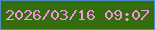 文字の大きさ：2、枠の色：498cc1、背景の色：336d0e、文字の色：f593e1 無料ブログパーツのブログ時計