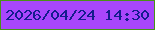 文字の大きさ：5、枠の色：499217、背景の色：a846fc、文字の色：141c8e 無料ブログパーツのブログ時計