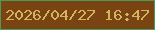 文字の大きさ：3、枠の色：499a58、背景の色：7a4312、文字の色：d1b362 無料ブログパーツのブログ時計