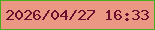 文字の大きさ：5、枠の色：49ab1e、背景の色：ea9783、文字の色：6c0e2e 無料ブログパーツのブログ時計