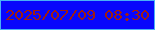 文字の大きさ：2、枠の色：49b1f5、背景の色：0807fc、文字の色：9f1d11 無料ブログパーツのブログ時計