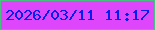 文字の大きさ：1、枠の色：49bf82、背景の色：dd46fa、文字の色：051fea 無料ブログパーツのブログ時計
