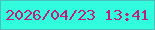 文字の大きさ：1、枠の色：49bfbb、背景の色：31fdde、文字の色：bc1f7f 無料ブログパーツのブログ時計