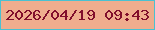 文字の大きさ：5、枠の色：49c1d1、背景の色：efad8e、文字の色：810f2c 無料ブログパーツのブログ時計