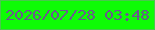 文字の大きさ：1、枠の色：49c84c、背景の色：0efc05、文字の色：6a598e 無料ブログパーツのブログ時計