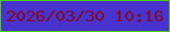 文字の大きさ：2、枠の色：49d004、背景の色：4833cf、文字の色：810a29 無料ブログパーツのブログ時計