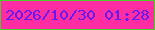 文字の大きさ：2、枠の色：49d027、背景の色：fe2da3、文字の色：631bf0 無料ブログパーツのブログ時計
