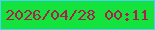 文字の大きさ：2、枠の色：49d0ff、背景の色：13e33c、文字の色：a9204d 無料ブログパーツのブログ時計