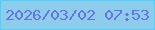 文字の大きさ：5、枠の色：49d2fb、背景の色：8dccea、文字の色：6573dc 無料ブログパーツのブログ時計
