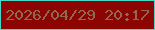 文字の大きさ：4、枠の色：49d8c3、背景の色：8d0503、文字の色：8f6950 無料ブログパーツのブログ時計