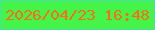 文字の大きさ：1、枠の色：49dfac、背景の色：45f448、文字の色：fa6c15 無料ブログパーツのブログ時計