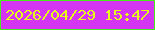 文字の大きさ：4、枠の色：49eb1c、背景の色：d335f2、文字の色：e6fb19 無料ブログパーツのブログ時計